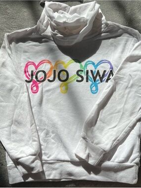 Jojo’s Closet JoJo Siwa White Rainbow Heart Logo Hoodie Size 7-8 M